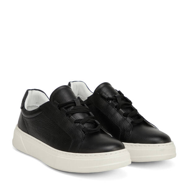 Siyah Hakiki Deri Erkek Sneaker - E26I1AY57737-A41 - 2