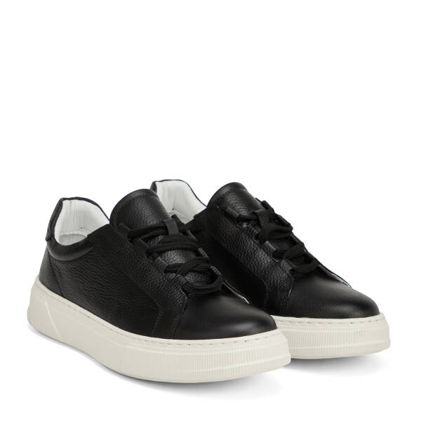 Siyah Hakiki Deri Erkek Sneaker - E26I1AY57737-A41 - 2