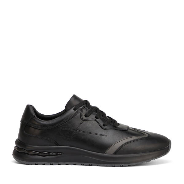 Siyah Hakiki Deri Erkek Sneaker - E26I1AY57739-A23 - 1