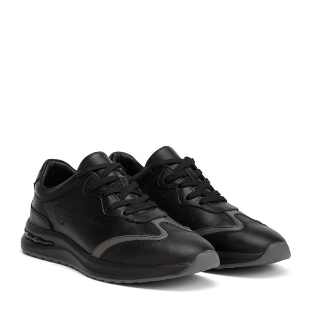 Siyah Hakiki Deri Erkek Sneaker - E26I1AY57739-A23 - 2