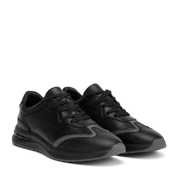 Siyah Hakiki Deri Erkek Sneaker - E26I1AY57739-A23 - 2
