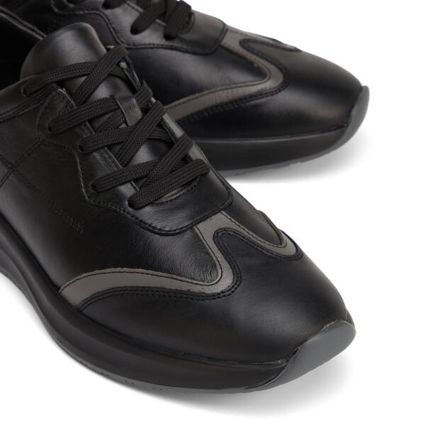 Siyah Hakiki Deri Erkek Sneaker - E26I1AY57739-A23 - 3