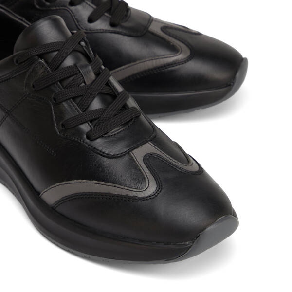 Siyah Hakiki Deri Erkek Sneaker - E26I1AY57739-A23 - 3