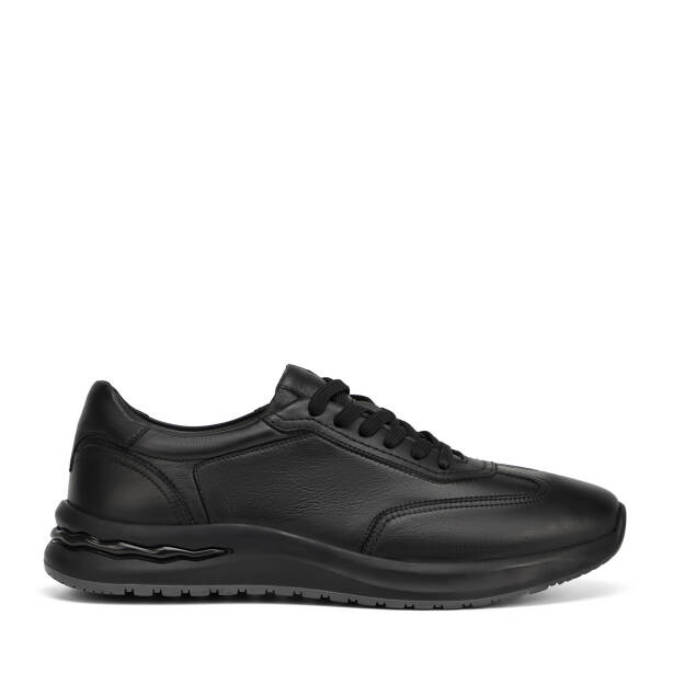 Siyah Hakiki Deri Erkek Sneaker - E26I1AY57741-A23 - 1