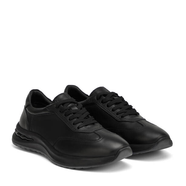Siyah Hakiki Deri Erkek Sneaker - E26I1AY57741-A23 - 2