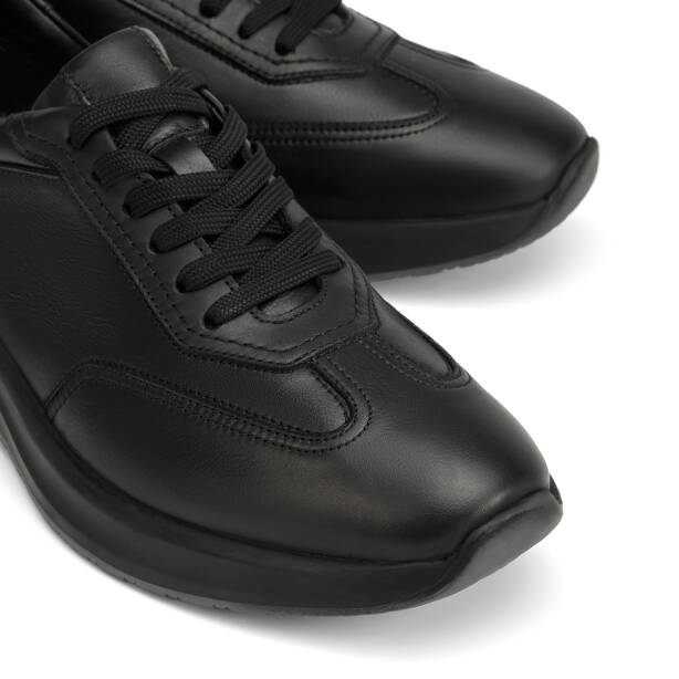 Siyah Hakiki Deri Erkek Sneaker - E26I1AY57741-A23 - 3