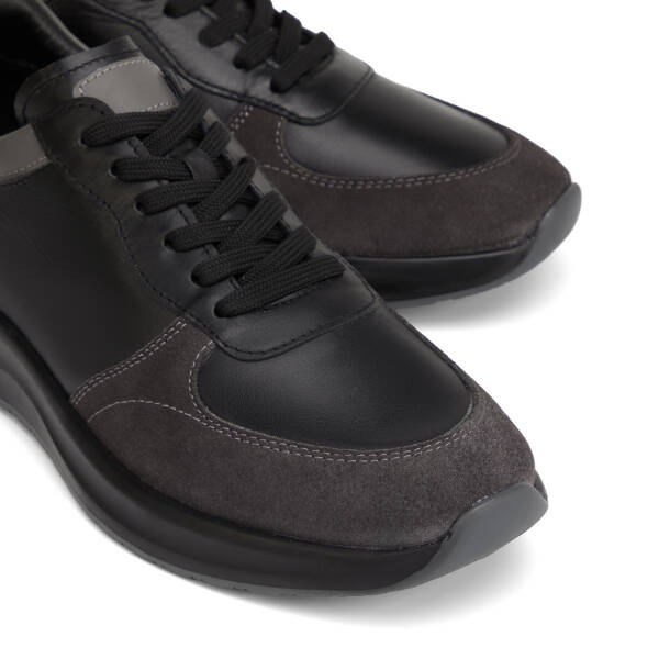 Siyah Hakiki Deri Erkek Sneaker - E26I1AY57742-V2U - 3