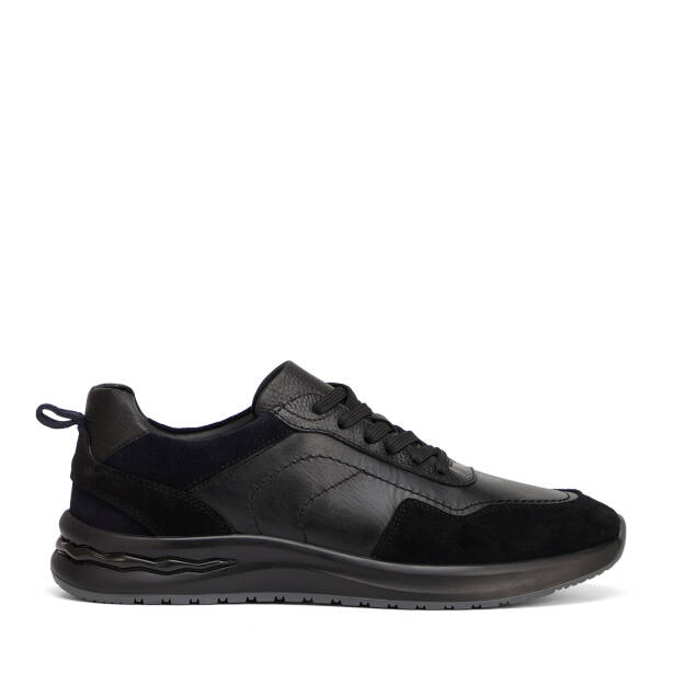 Siyah Hakiki Deri Erkek Sneaker - E26I1AY57743-A01 - 1