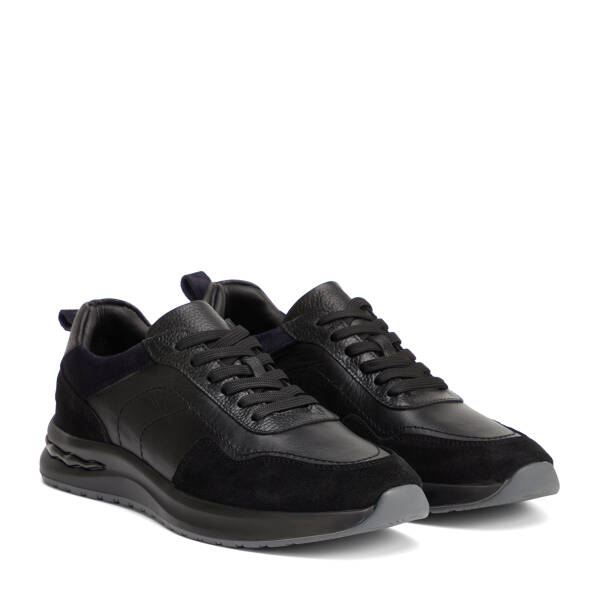 Siyah Hakiki Deri Erkek Sneaker - E26I1AY57743-A01 - 2