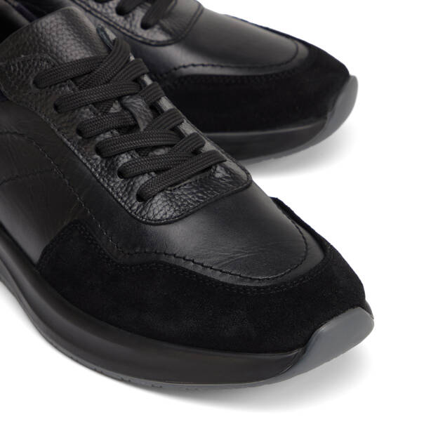 Siyah Hakiki Deri Erkek Sneaker - E26I1AY57743-A01 - 3