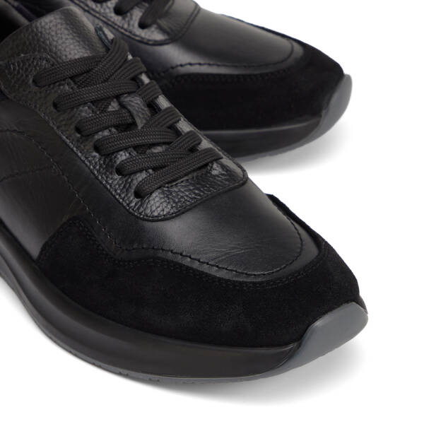 Siyah Hakiki Deri Erkek Sneaker - E26I1AY57743-A01 - 3