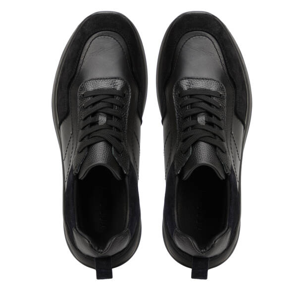 Siyah Hakiki Deri Erkek Sneaker - E26I1AY57743-A01 - 5