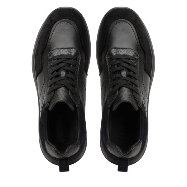 Siyah Hakiki Deri Erkek Sneaker - E26I1AY57743-A01 - 5