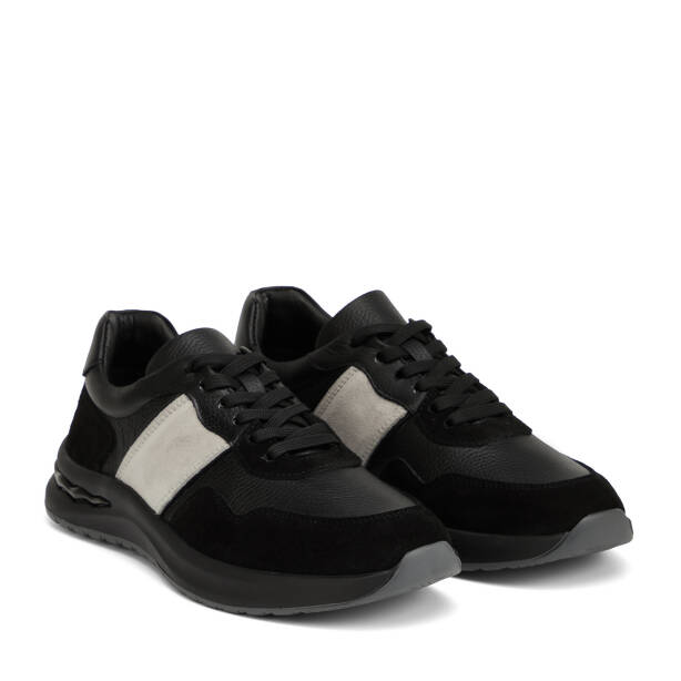Siyah Hakiki Deri Erkek Sneaker - E26I1AY57744-W19 - 2
