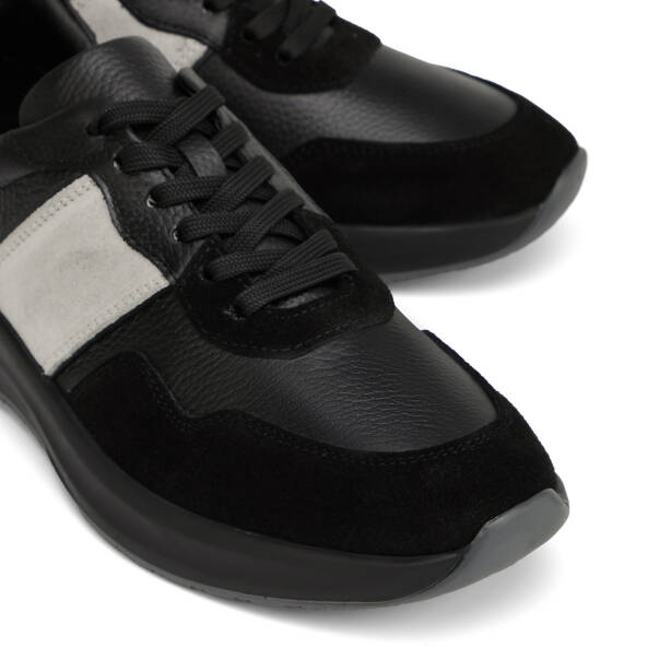 Siyah Hakiki Deri Erkek Sneaker - E26I1AY57744-W19 - 3
