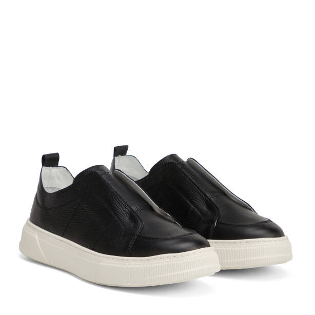 Siyah Hakiki Deri Erkek Sneaker - E26I1AY57748-A41 - 2