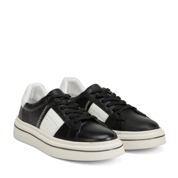 Siyah Hakiki Deri Erkek Sneaker - E26I1AY57755-P57 - 2