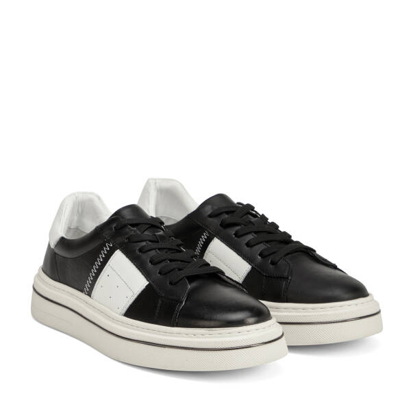 Siyah Hakiki Deri Erkek Sneaker - E26I1AY57755-P57 - 2