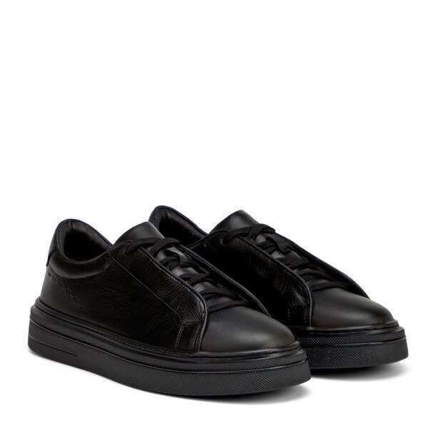 Siyah Hakiki Deri Erkek Sneaker - E26I1AY57756-A23 - 2