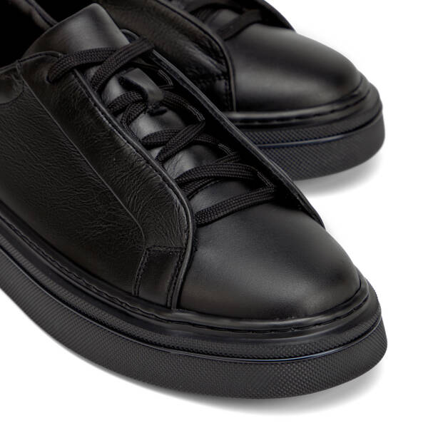 Siyah Hakiki Deri Erkek Sneaker - E26I1AY57756-A23 - 3