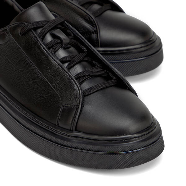 Siyah Hakiki Deri Erkek Sneaker - E26I1AY57756-A23 - 3