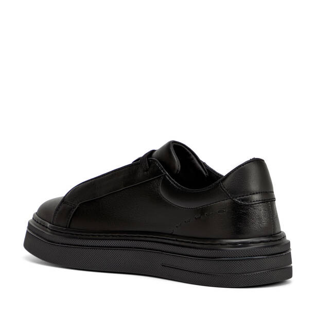 Siyah Hakiki Deri Erkek Sneaker - E26I1AY57756-A23 - 4