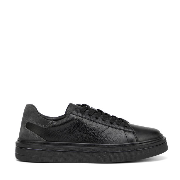 Siyah Hakiki Deri Erkek Sneaker - E26I1AY57757-A41 - 1