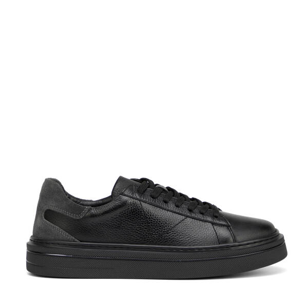 Siyah Hakiki Deri Erkek Sneaker - E26I1AY57757-A41 - 1