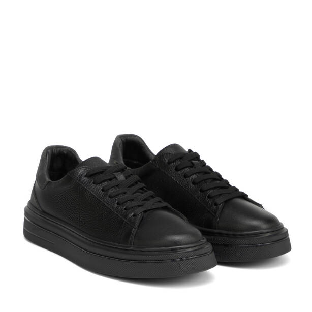 Siyah Hakiki Deri Erkek Sneaker - E26I1AY57757-A41 - 2