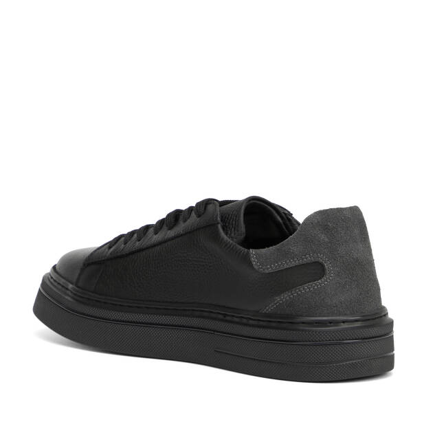 Siyah Hakiki Deri Erkek Sneaker - E26I1AY57757-A41 - 4