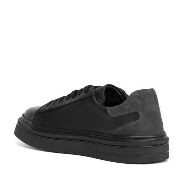 Siyah Hakiki Deri Erkek Sneaker - E26I1AY57757-A41 - 4