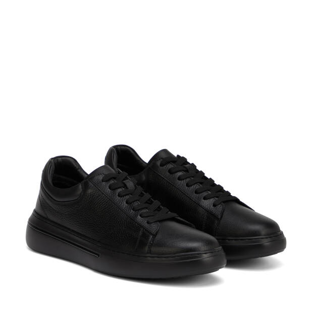Siyah Hakiki Deri Erkek Sneaker - E26I1AY57758-A41 - 2