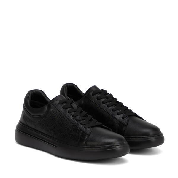 Siyah Hakiki Deri Erkek Sneaker - E26I1AY57758-A41 - 2