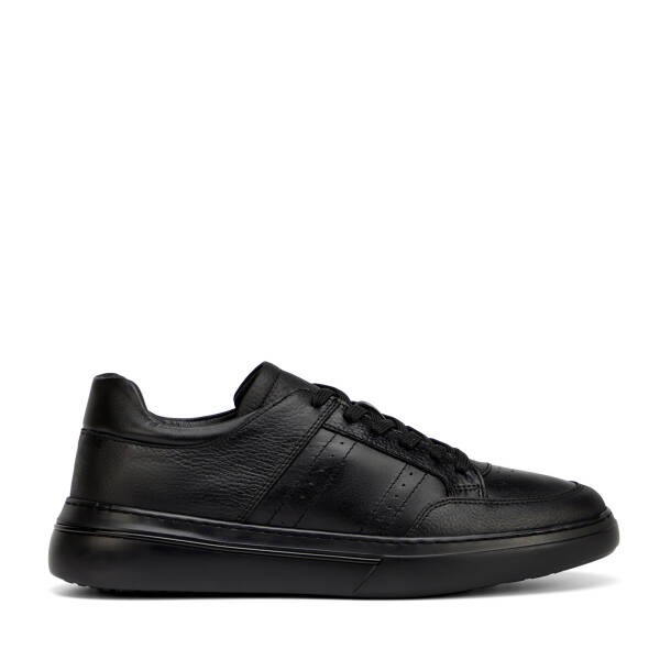 Siyah Hakiki Deri Erkek Sneaker - E26I1AY57760-A41 - 1