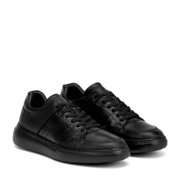 Siyah Hakiki Deri Erkek Sneaker - E26I1AY57760-A41 - 2