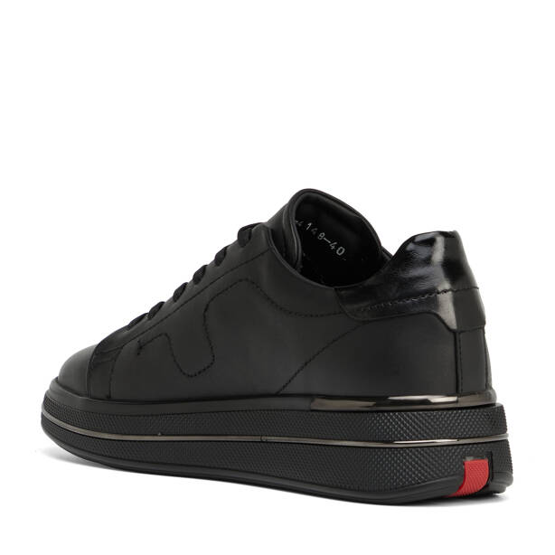 Siyah Hakiki Deri Erkek Sneaker - E26S1AY57815-A23 - 4