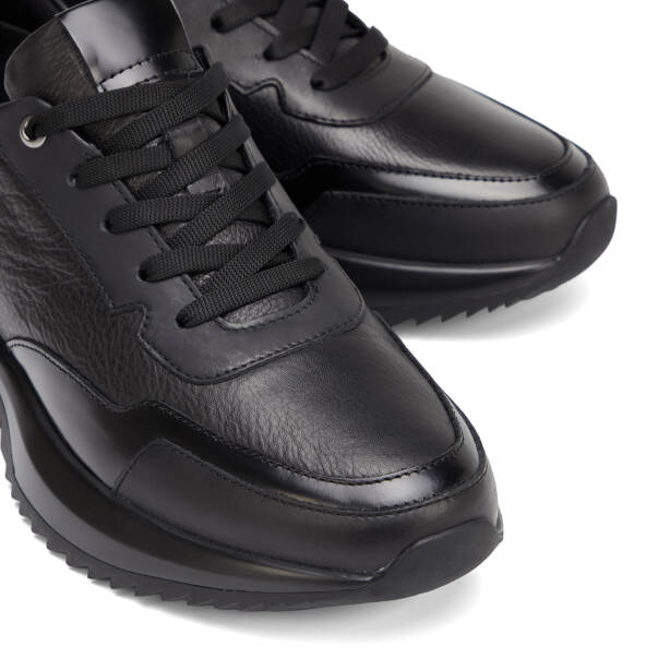 Siyah Hakiki Deri Erkek Sneaker - E26S1AY57816-A23 - 3