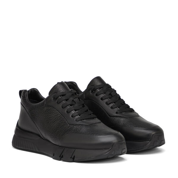 Siyah Hakiki Deri Erkek Sneaker - E26S1AY57818-A23 - 2