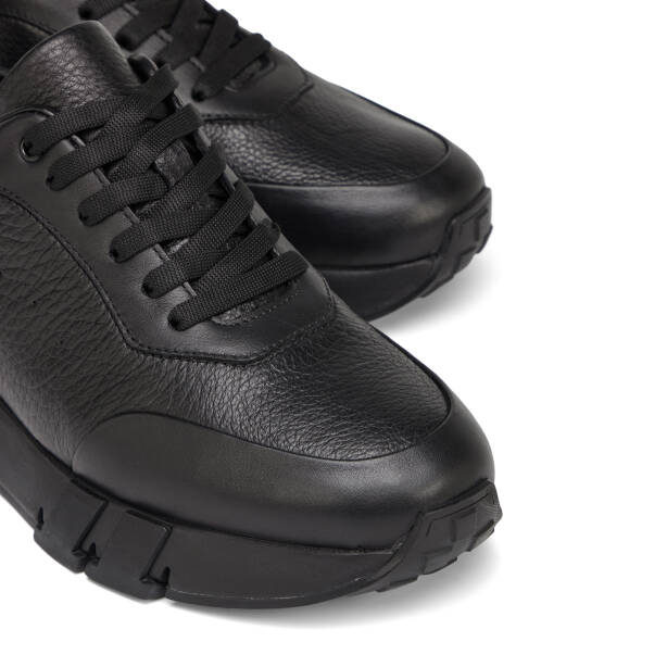 Siyah Hakiki Deri Erkek Sneaker - E26S1AY57818-A23 - 3