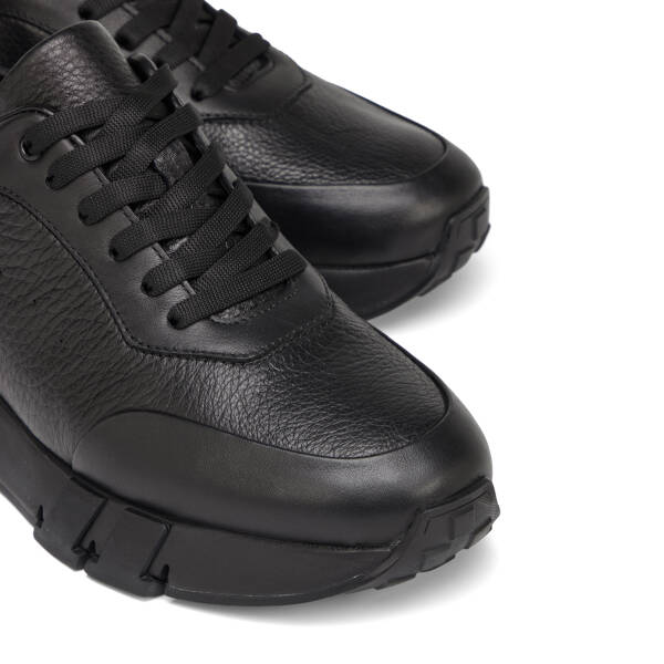 Siyah Hakiki Deri Erkek Sneaker - E26S1AY57818-A23 - 3