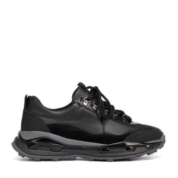 Siyah Hakiki Deri Erkek Sneaker - E26S1AY57822-A23 - 1