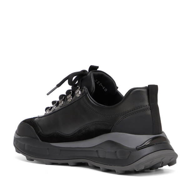 Siyah Hakiki Deri Erkek Sneaker - E26S1AY57822-A23 - 4