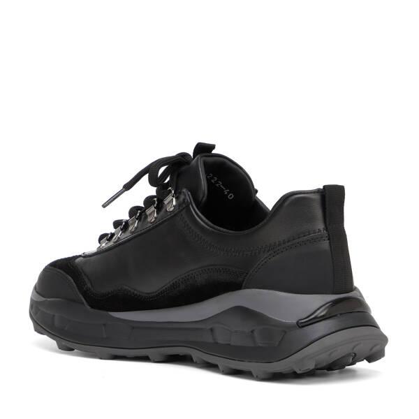 Siyah Hakiki Deri Erkek Sneaker - E26S1AY57822-A23 - 4