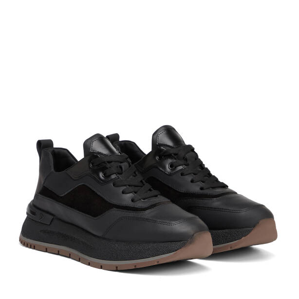 Siyah Hakiki Deri Erkek Sneaker - E26S1AY57824-F49 - 2
