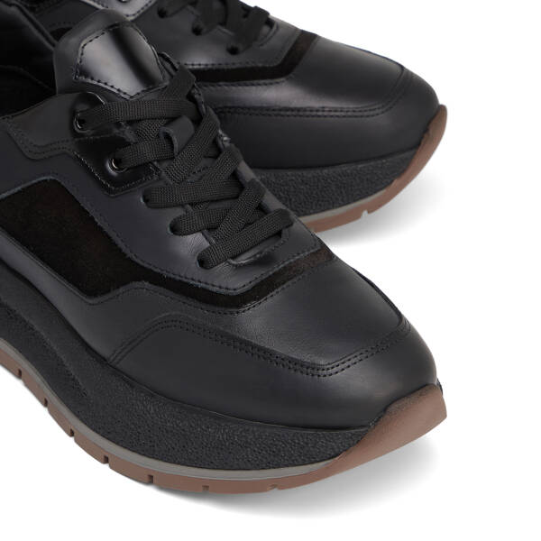 Siyah Hakiki Deri Erkek Sneaker - E26S1AY57824-F49 - 3