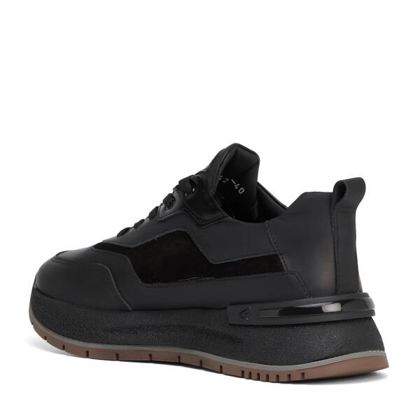 Siyah Hakiki Deri Erkek Sneaker - E26S1AY57824-F49 - 4