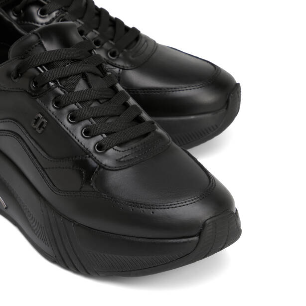 Siyah Hakiki Deri Erkek Sneaker - E26S1AY57825-A23 - 3