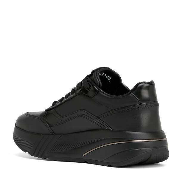 Siyah Hakiki Deri Erkek Sneaker - E26S1AY57825-A23 - 4