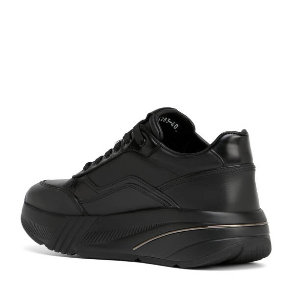 Siyah Hakiki Deri Erkek Sneaker - E26S1AY57825-A23 - 4