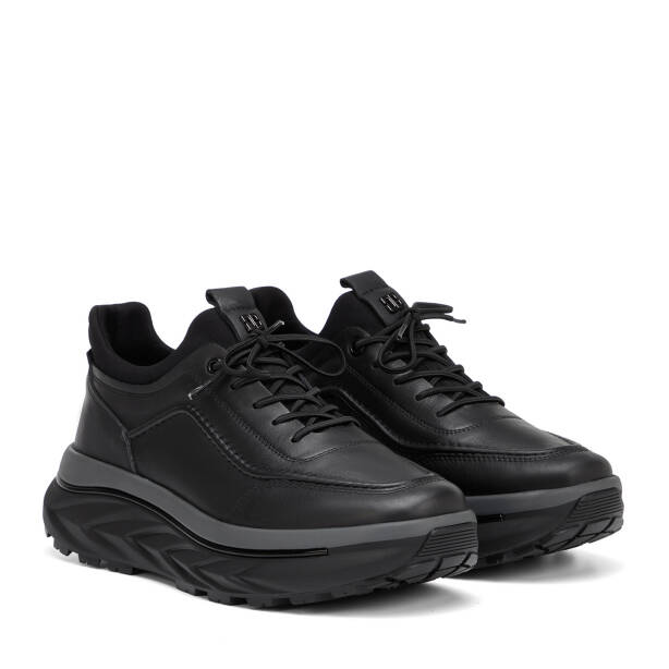Siyah Hakiki Deri Erkek Sneaker - E26S1AY57828-A23 - 2